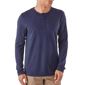 Patagonia Organic Cotton Long Sleeve Henley Shirt – Heather Blue – Men's Large
